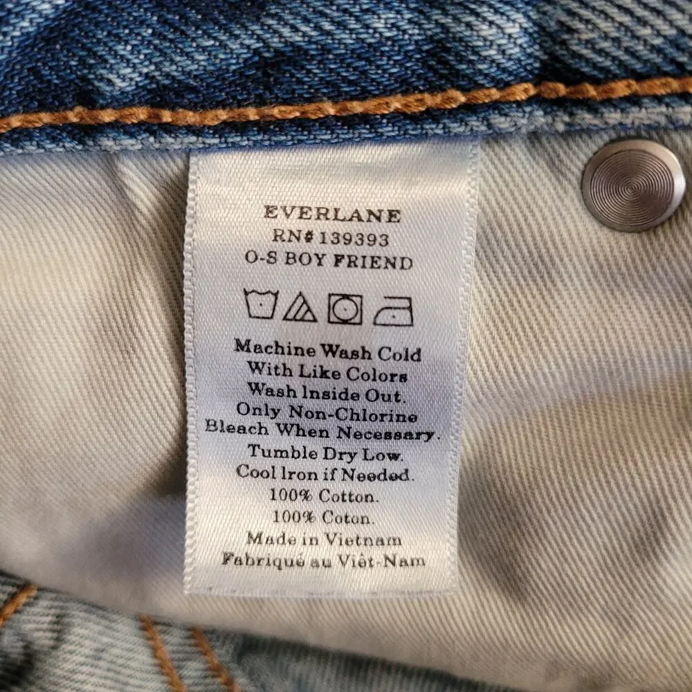Everlane Jeans Size 27 Blue O-S Boyfriend Ripped Distressed Button Fly - Picture 14 of 14
